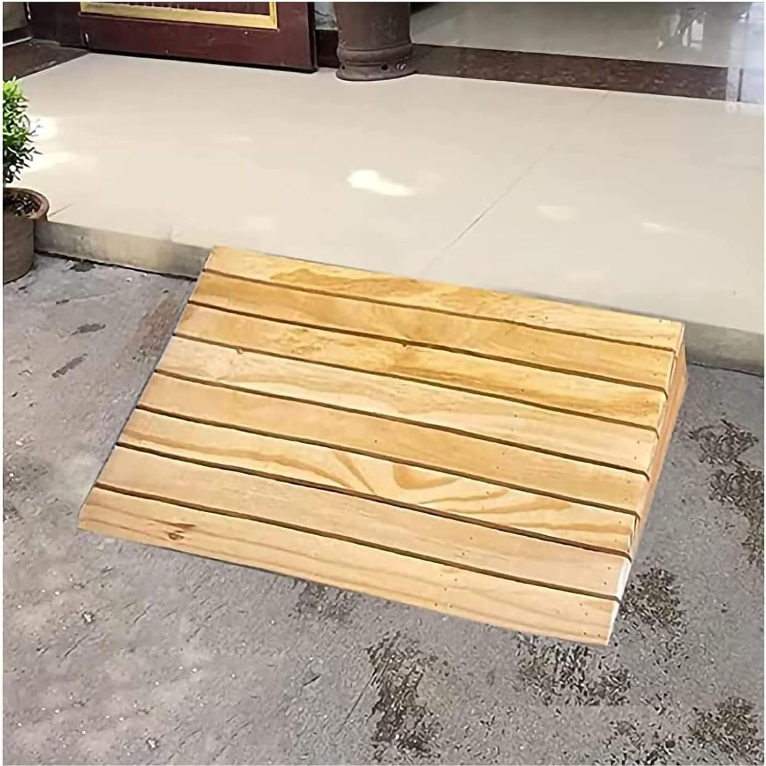Wooden Threshold Ramp 2-6inch Door Ramp Home Non-Slip Entry Ramp or Doorways Curbs Step Transition Ramps for Wheelchair Walkers Car Motorcycle (Size : 30.8x30x10cm)