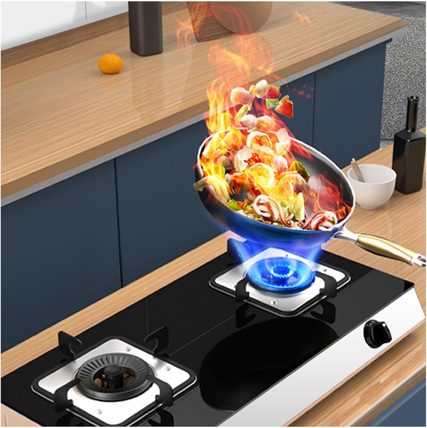 Propane Stove,2 Burners Portable Propane Stove,17060BTU High Power Tempered Glass Gas Cooktop for Kitchen Outdoor RV and Apartments(black) (Color : NG)