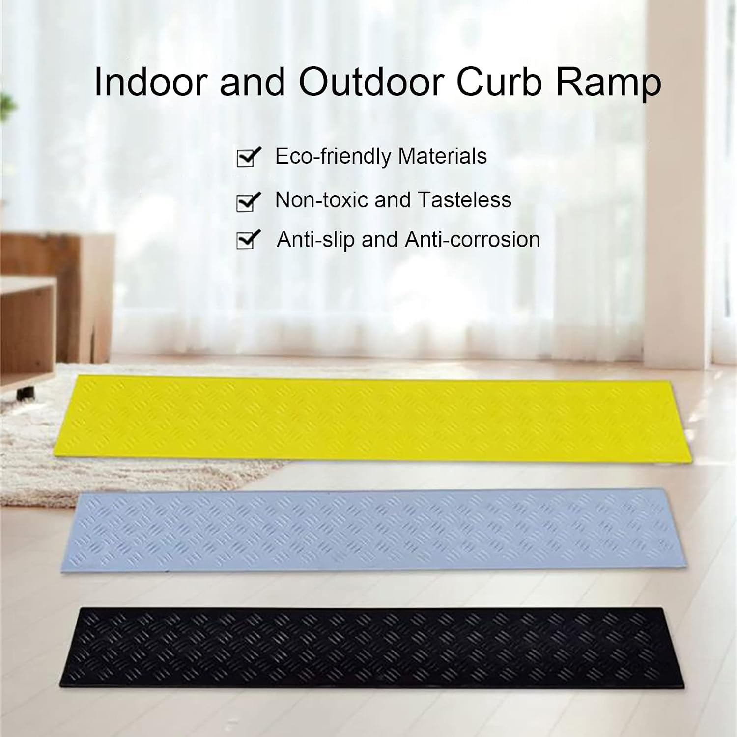 Ramps Portable Threshold Ramps, 3-9cm High, Indoor Curb Ramps, Non-Slip Kerb Ramp for Threshold Wheelchair Scooter Sweeping Robot, Door Step Accessible Rise Channel Mat