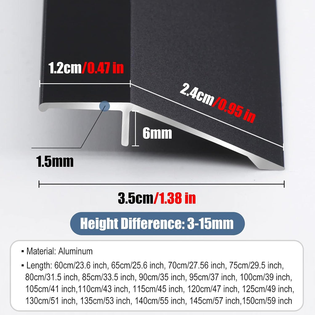 Carpet Transition Strip,Doorway Floor Transition Strip Carpet to Tile, 3.5cm Wide Entry Thresholds Ramp, Aluminum Edge Trim for Kitchen Bedroom Bathroom, Red