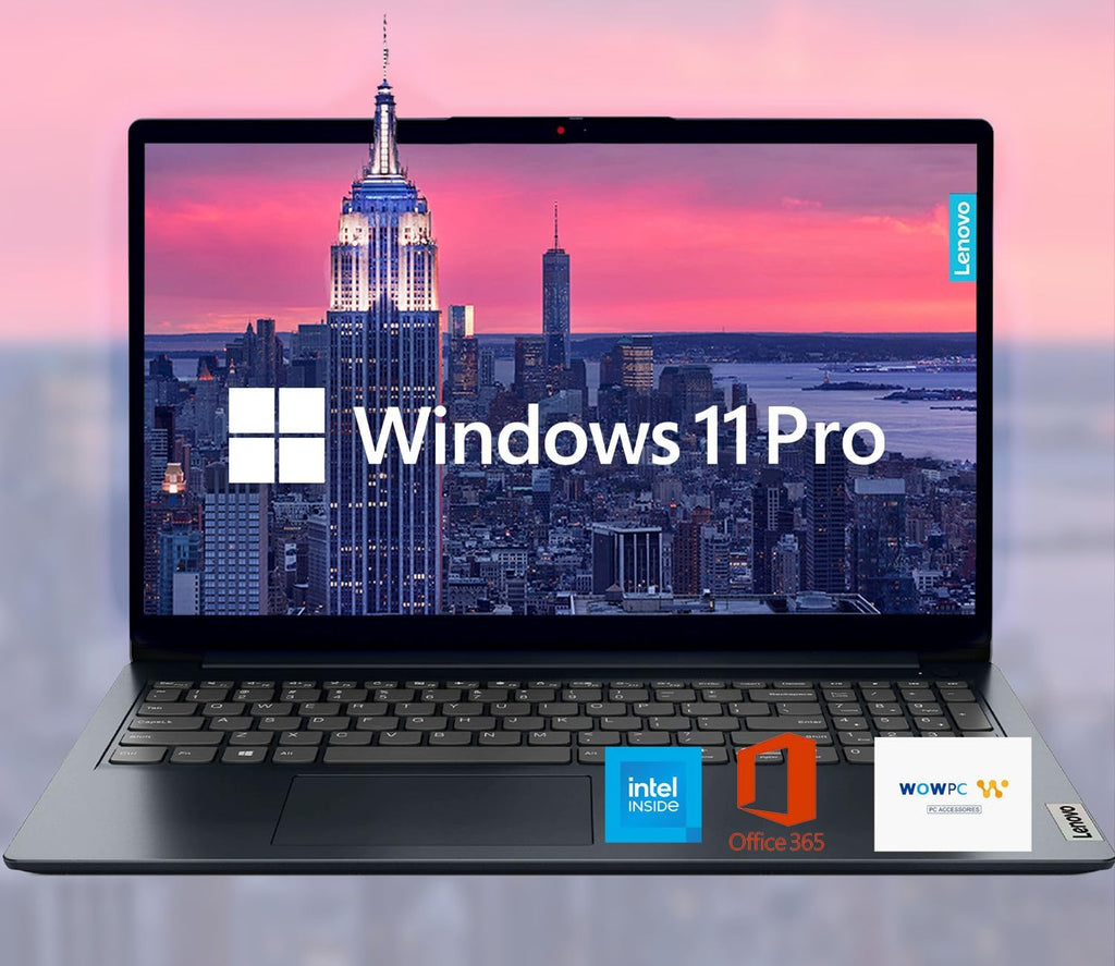 Lenovo IdeaPad 15.6' HD Anti-Glare w/ 1 Year Microsoft 365, 20GB RAM, 1.1TB SSD, Windows 11 Pro, WiFi 6, HDMI, USB-C, Intel Processor, SD Card Reader, Up to 9.5 Hours Battery Life, w/WOWPC USB