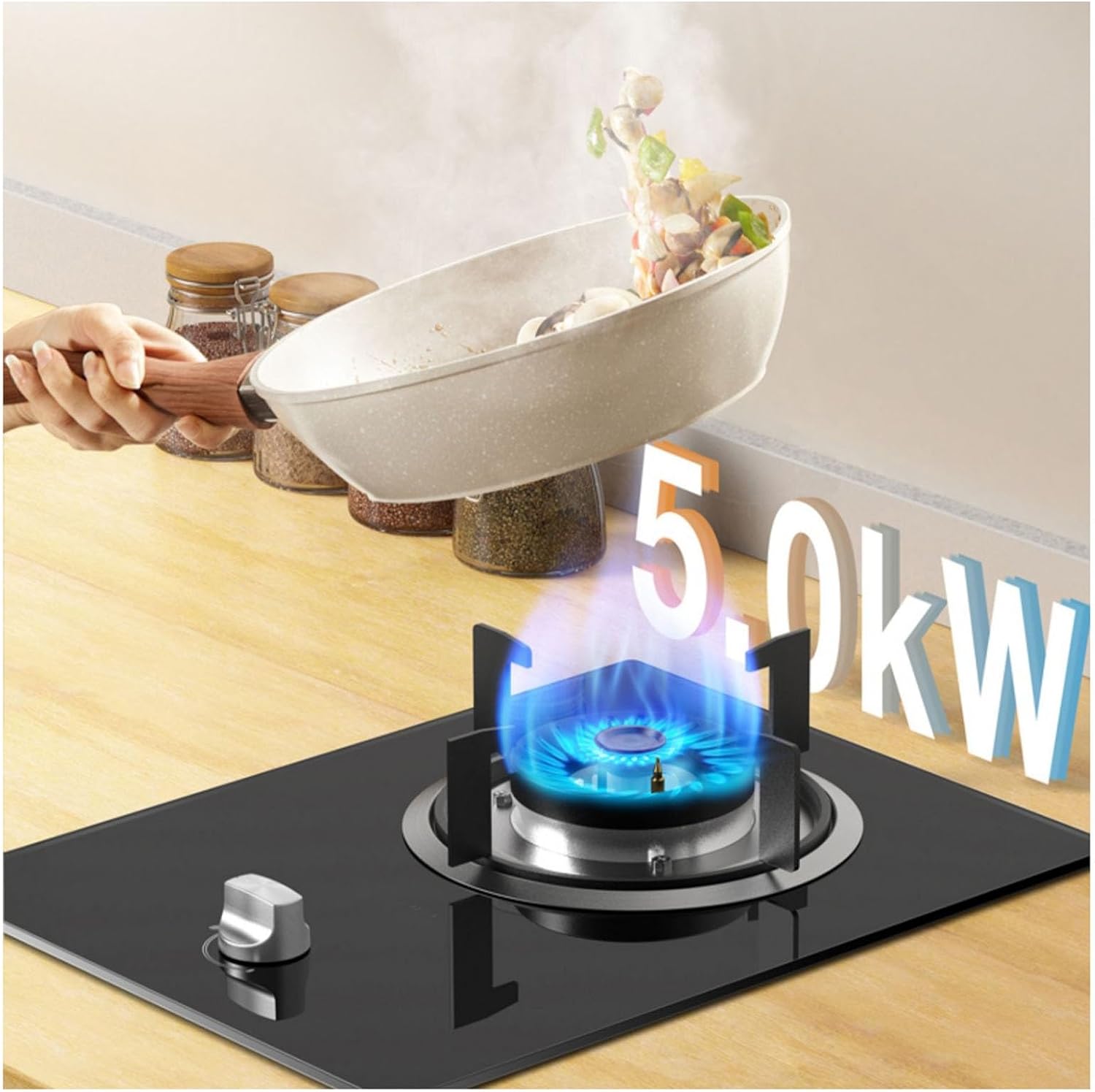 Propane Gas Stove,Single Burner Propane Stove,Max 17060BTU with Pulse Electronic Ignition Tempered Glass Suitable for Apartments Kitchens and More (Color : 17060BTU, Size : LPG)
