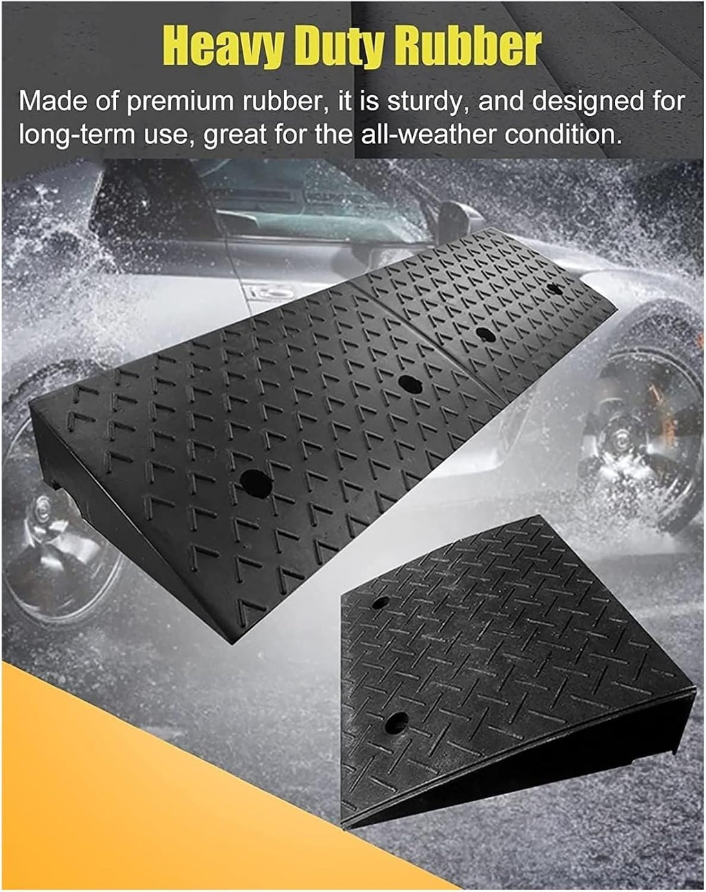 Threshold Ramp Wheelchair Ramp Rubber Speed Bump Non-Slip Wheelchair Ramp Heavy Duty Portable Threshold Ramp for Driveway/Loading Dock/Pedestrian Scooter Ramp Anti-Slip (Size : 15cm/5.9in)