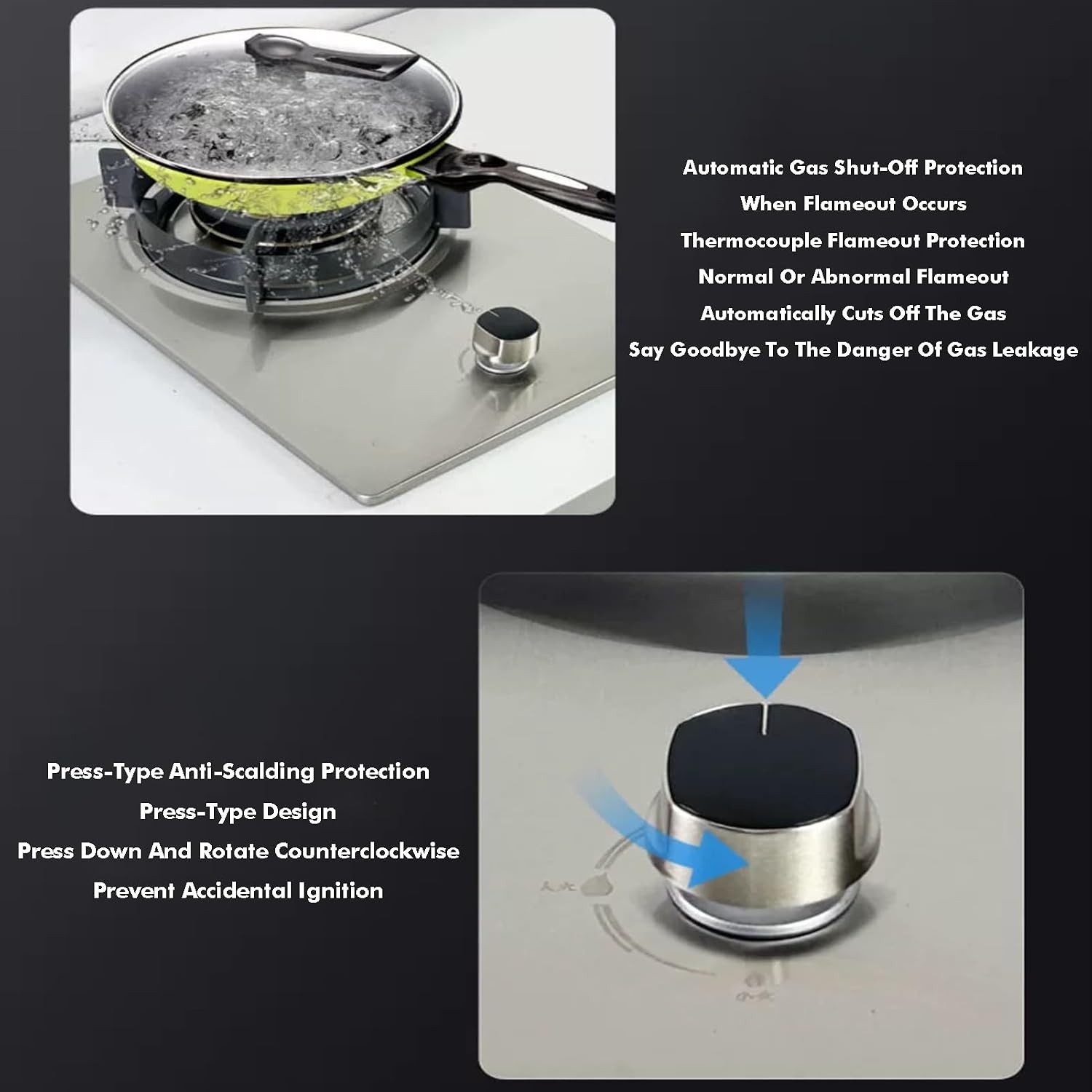 Portable Gas Stove 1 Burner,5.2kW Stainless Steel Camping Stove,LPG/NG Cooktop with Flameout Protection,for Outdoor RV Hiking BBQ(NG)