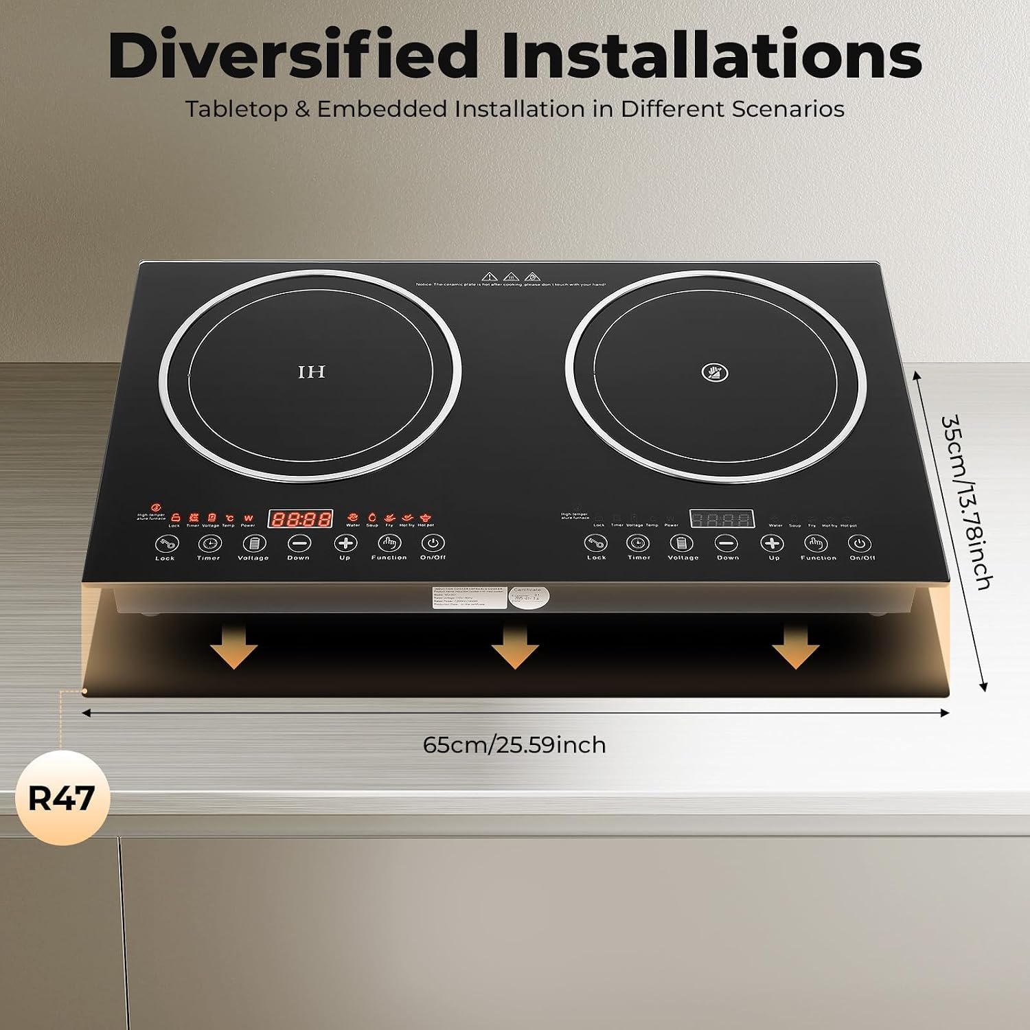 Electric Digital Display Dual Induction Cooktop Countertop 2 Burners 110V 2400W Electric Cooktop Stove 8 Power Levels w/Timer Double Burner Stove Hot Plate Cooker