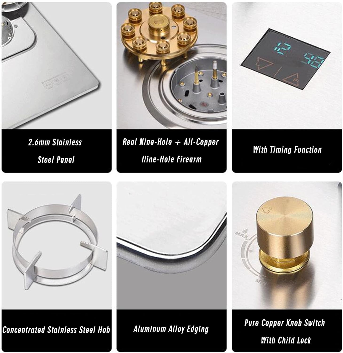 Portable Gas Stove,Single Burner Propane Stove,Stainless Steel Max 23884BTU with Pulse Electronic Ignition Suitable for Apartments Kitchens (Color : NG, Size : Style 2)
