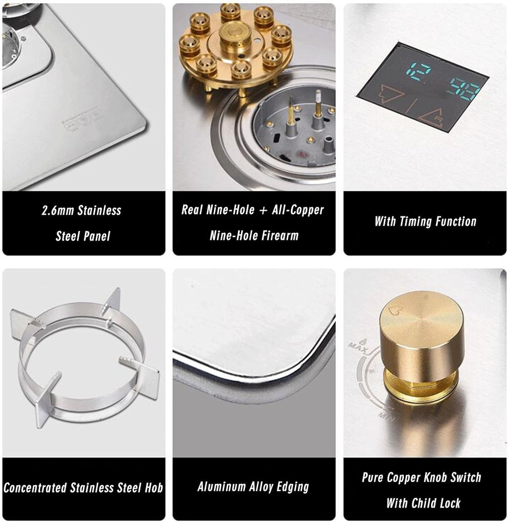 Portable Gas Stove,Single Burner Propane Stove,Stainless Steel Max 23884BTU with Pulse Electronic Ignition Suitable for Apartments Kitchens (Color : NG, Size : Style 1)