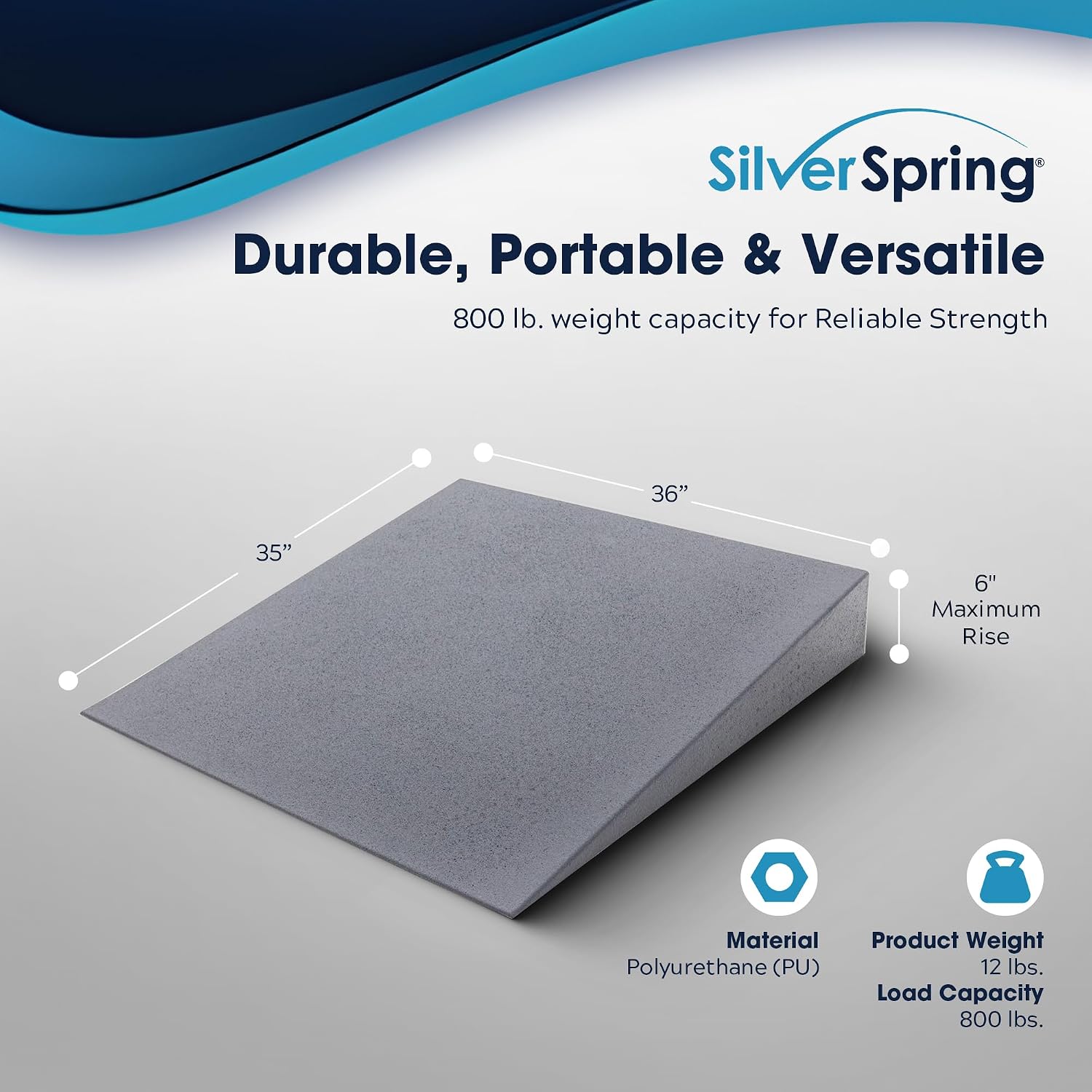 VersaRamp 6' Rise Lightweight Foam Threshold Ramp, Portable Access for Wheelchairs and Mobility Scooters at Doors, Curbs and Steps, 800 Lb Capacity