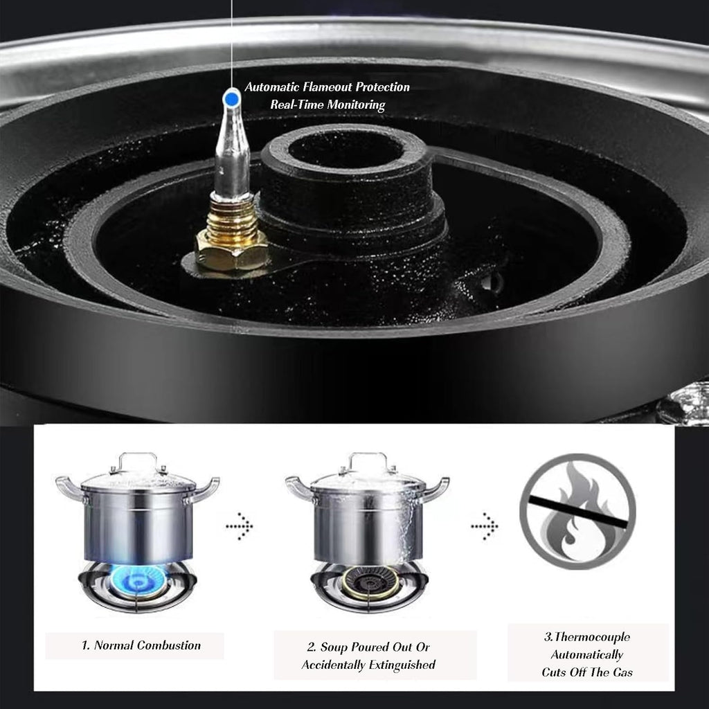 Single Burner Gas Stove,Glass Copper Cover Gas Stove with High Flameout Protection Function,for Tailgating, Seafood Boil,Home Brewing