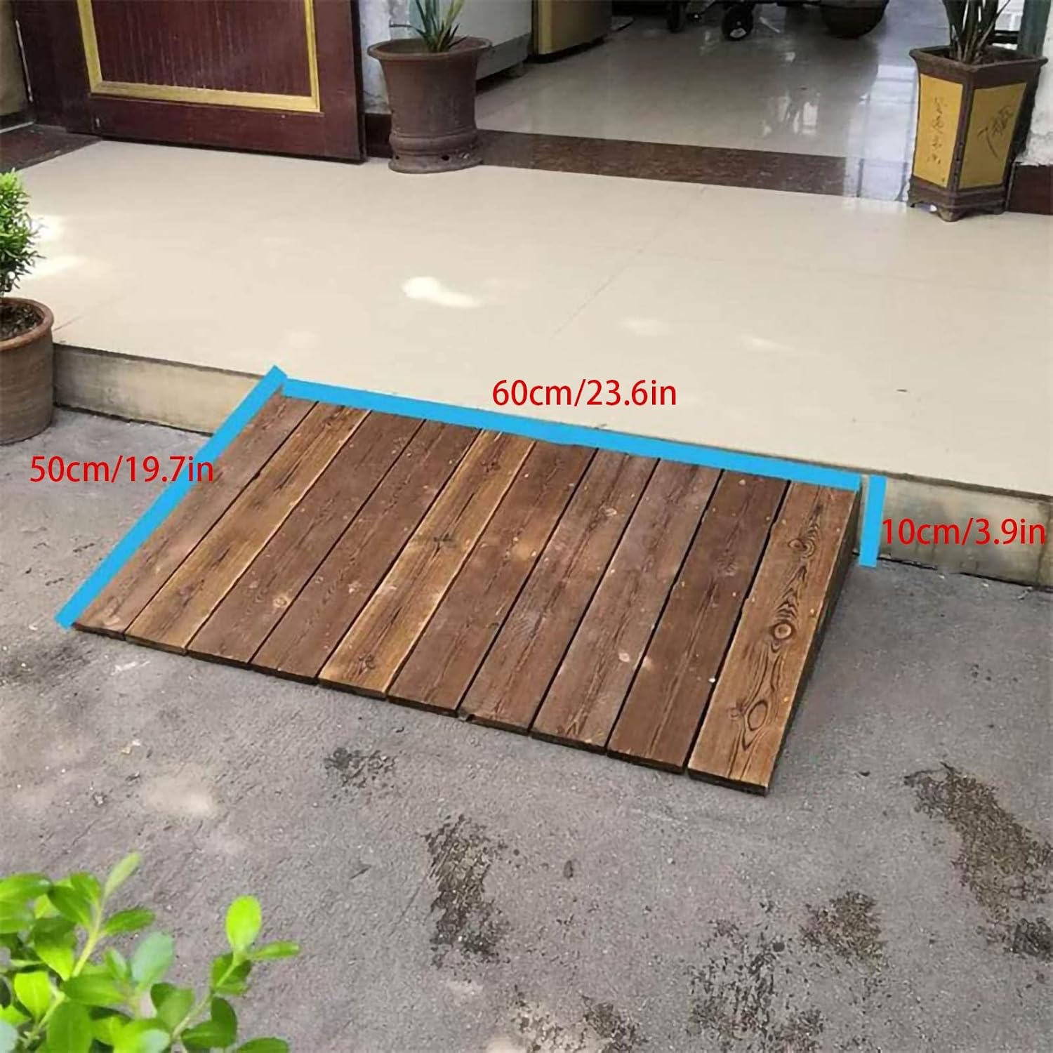 4' 7' 8' 10' 12' Rise Portable Threshold Ramp, Heavy Duty Entryway Ramp Sidewalk Curb Ramp, Anti-Slip Surface Wheelchair Ramp, for Driveway Car Bike (Size : 60x50x10cm)