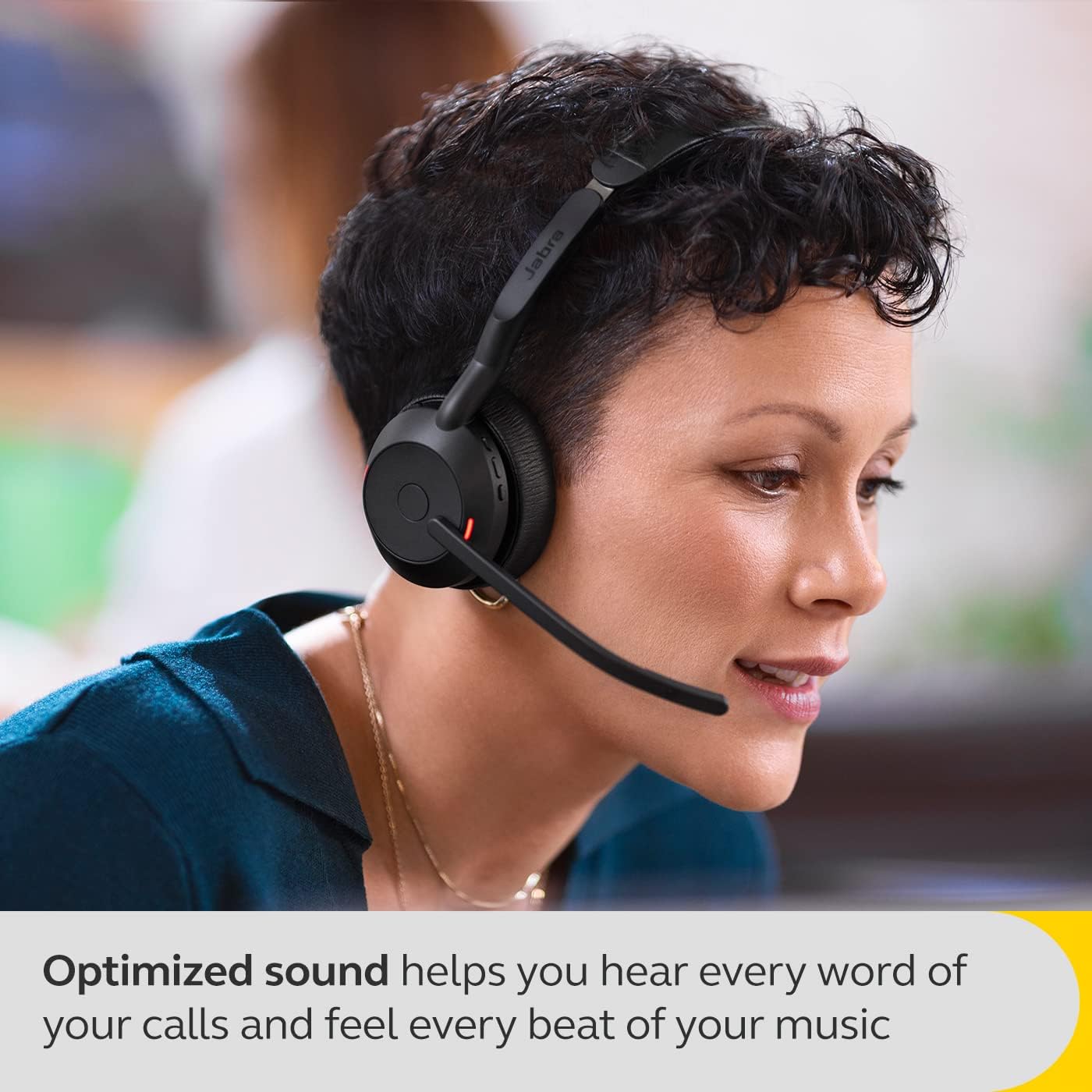 Jabra Evolve2 55 Stereo Wireless Headset - Features AirComfort Technology, Noise-Cancelling Mics & Active Noise Cancellation - Works with UC Platforms Such as Zoom & Google Meet - Black