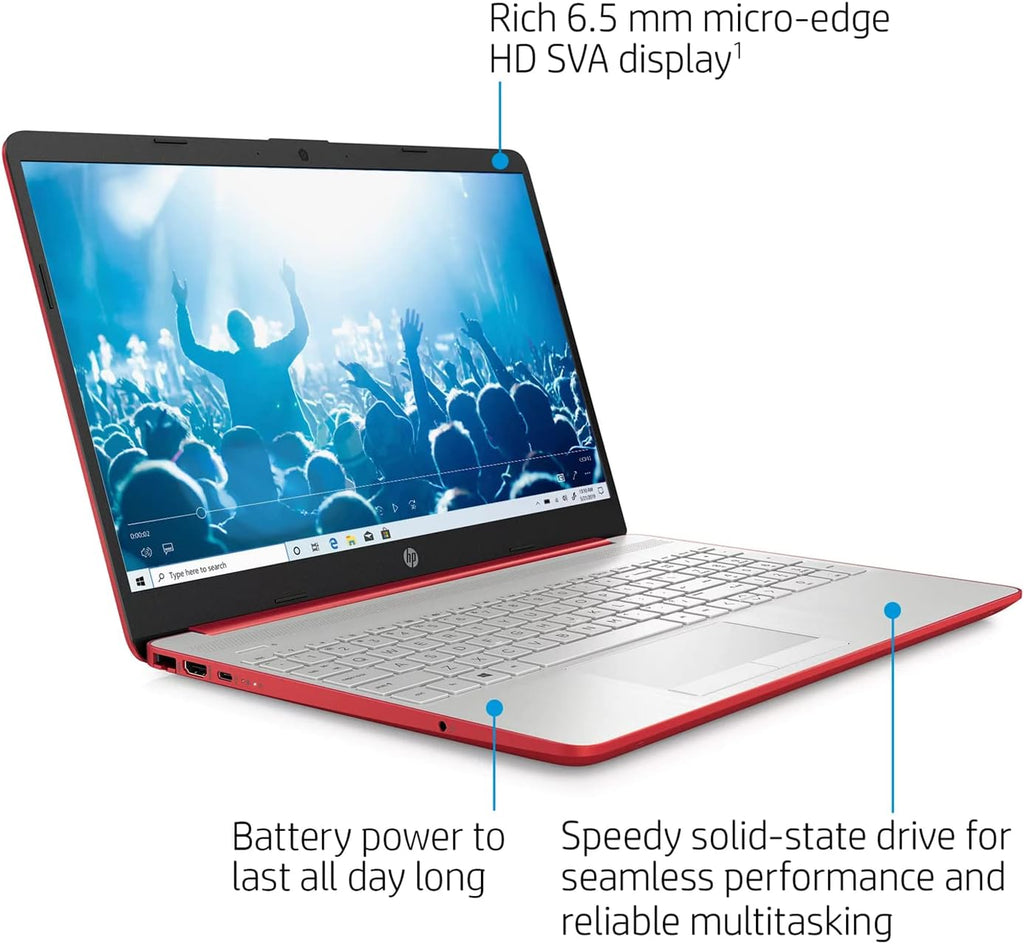 HP 15.6' HD Laptop for Business and Student, Intel Pentium Silver N5030, 16GB RAM, 1TB SATA SSD, Webcam, Media Card Reader, RJ45, HDMI, Wi-Fi, Windows 11 Home, Scarlet Red, KKE Accessories