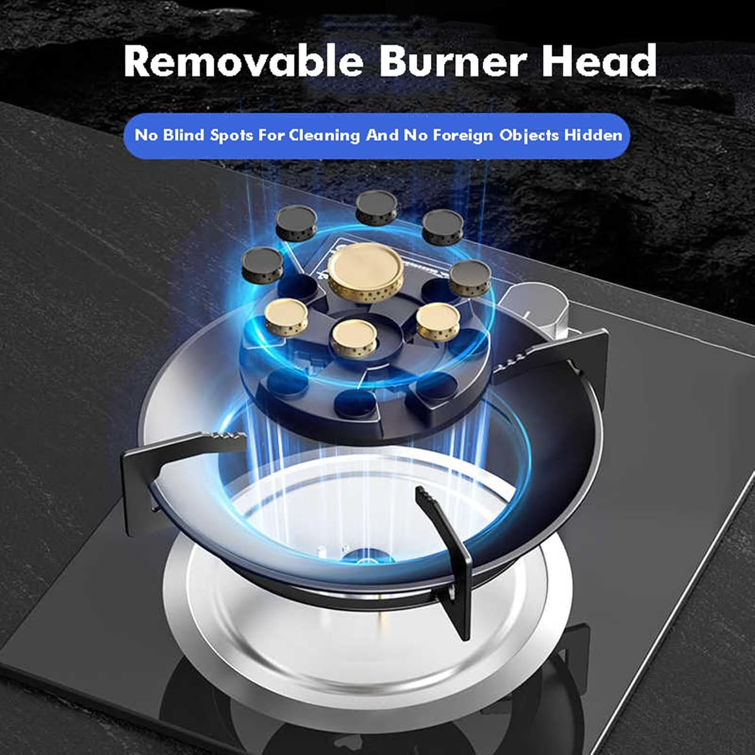 Propane Stove 1 Burner,5.2KW 9-Cavity Gas Cooktop,Auto Ignition,Includes Regulator and Hose,for Camping and Emergency Cooking(Black,NG)