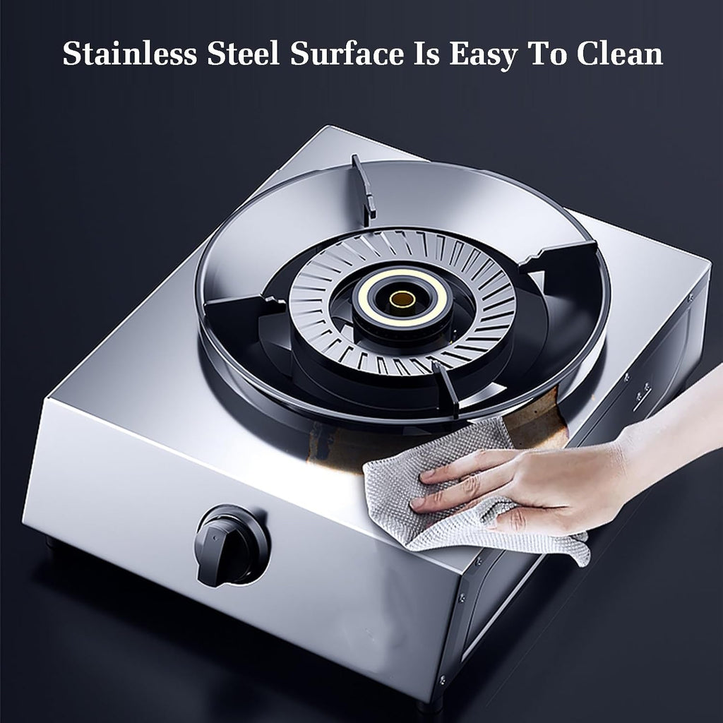 Gas Stove 1 Burner,Stainless Steel Gas Cooker,5.2W Indoor Regulators,Gas/LPG Gas Conversion Stove,with Flameout Protection,for Home Kitchen(LPG)