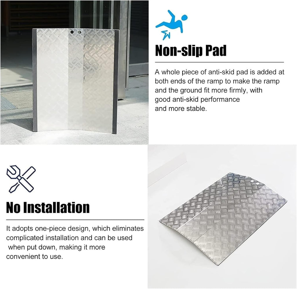 Threshold Ramp Wheelchair Ramp Heavy Duty Aluminum Threshold Ramp Bridging Ramp for Home Doorway Scooter Ramp Kerb Ramps Non-Slip Ramps Anti-Slip (Size : 8CM/3IN Rise)