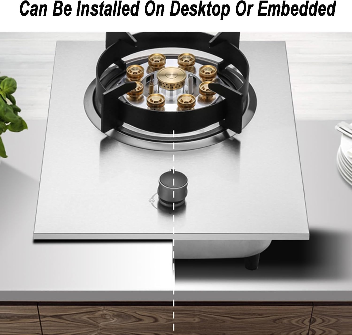 Gas Stove 1 Burner,5.5KW Stainless Steel Gas Stove,Natural Gas Liquefied Gas Stove,Desktop Embedded Installation,Multi-Speed Adjustment,for Home Kitchen(NG)