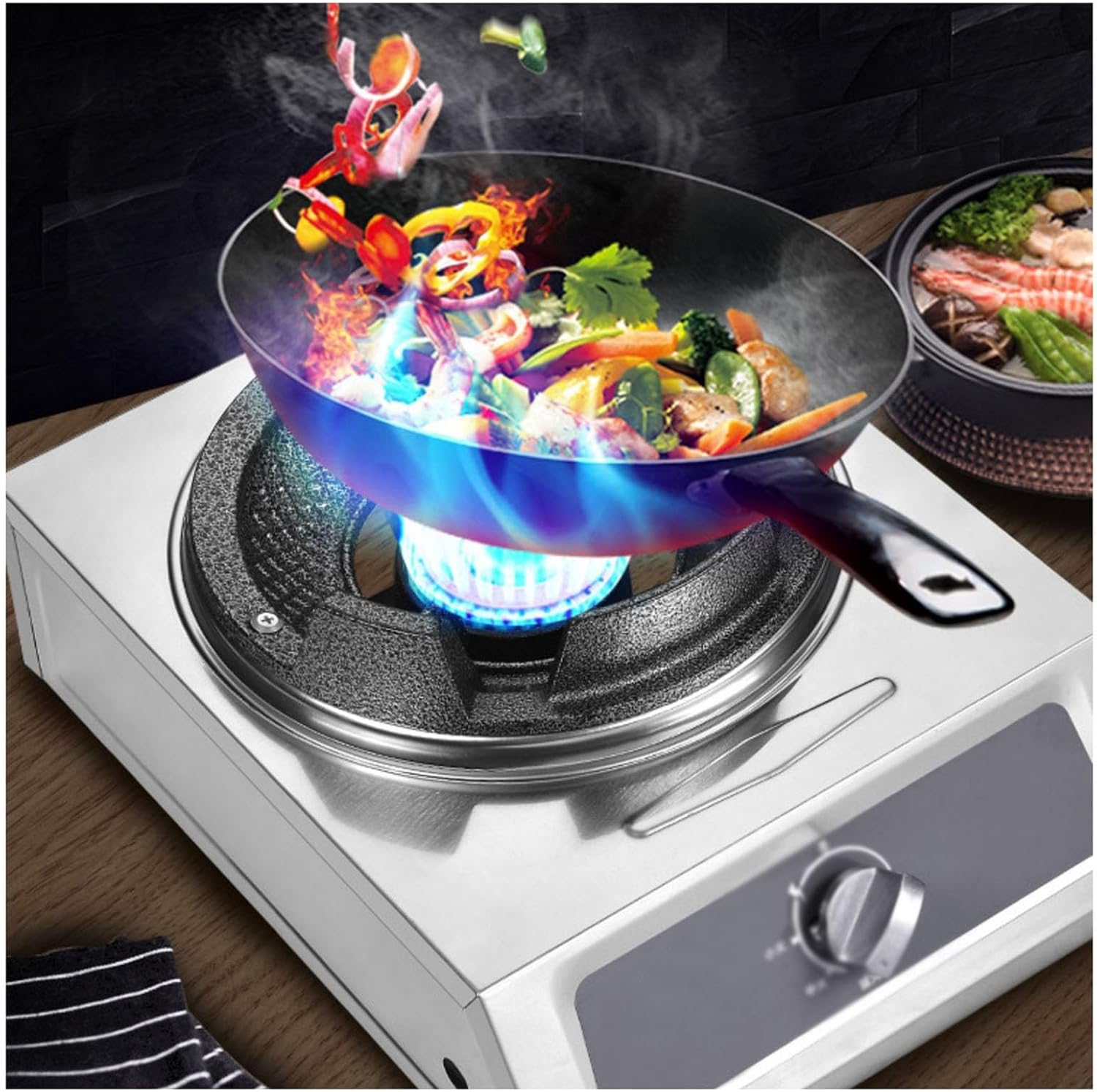 Stainless Steel Single Burner,40kw Desktop Gas Stove,LPG Gas Stove,Thermocouple Protection,Suitable for Apartments and Indoors, 18648