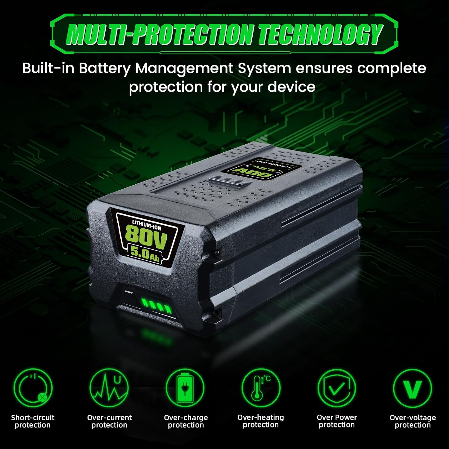 FERRYBOAT 5.0Ah 80V GBA80200 Replacement for Greenworks 80V Battery GBA80200 GBA80250 GBA80400 GBA80500 Compatible with Greenworks 80V Max Series Cordless Power Tools Two Packs