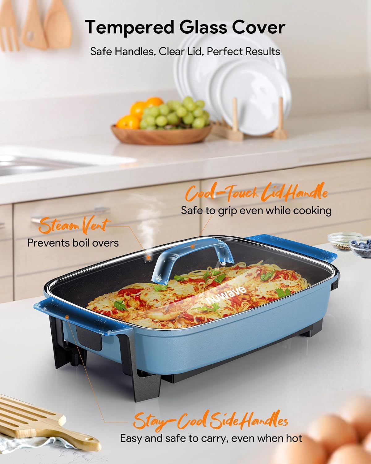 Nuwave Medley XL Digital Electric Skillet, Family Size Griddle w/Glass Lid, 2025 New & Improved Precision Heating, 100°-425°F, PFAS Free G11 Nonstick Ceramic Coating, Portable Hot Plate, 7qt Capacity