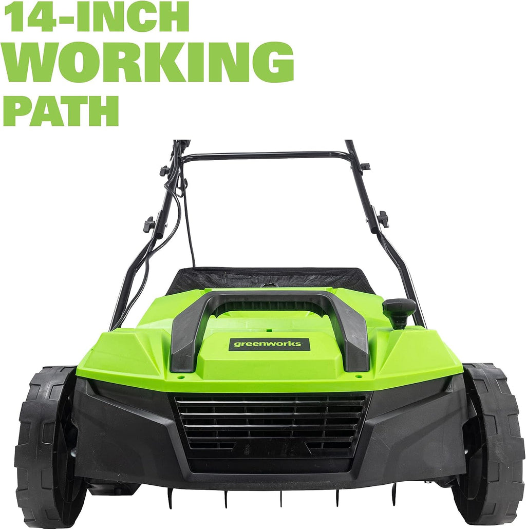 Greenworks 13 Amp 14-Inch Corded Dethatcher / Scarifier, DT13B00