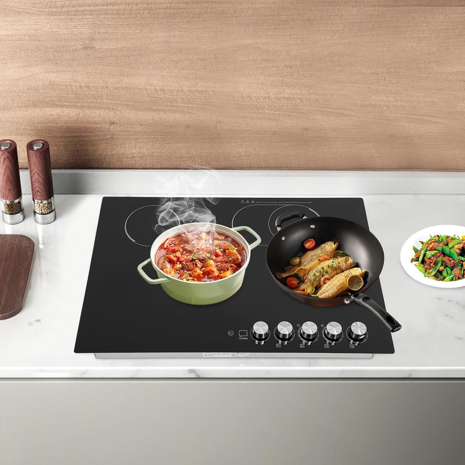 Electric Cooktop,Electric Stovetop,4 Burners Electric Cooktop,29.53 * 20.08in Electric Smoothtop Style Cooktop with 4 Elements,Induction Cooktop Stovetop with Booster and Timer (4 Burners)
