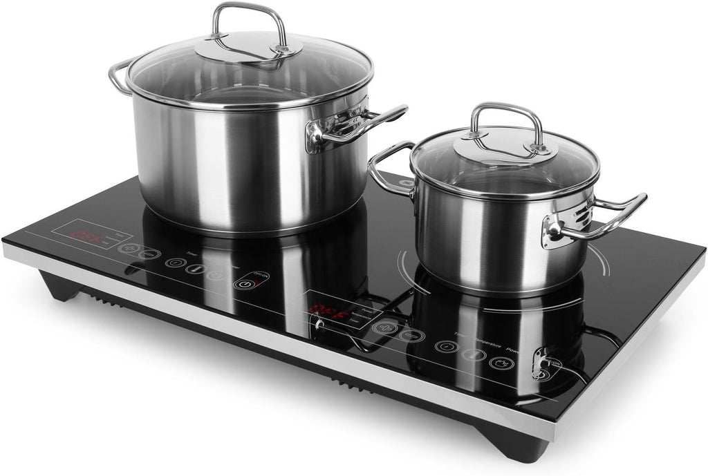 Klarstein VariCook XL - Double Plan de cuisson à Induction, 3100 W : 1300 w ou 1800 W, 10 niveaux de Puissance, Timer, écran LED, commande Tactile, Noir