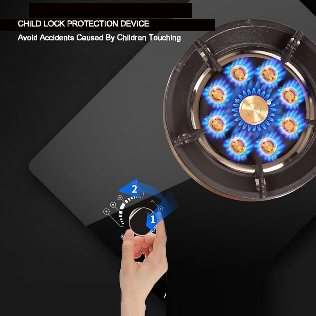Single-Burner Gas Stove,Black Nine-Chamber High Flame Type Energy-Gathering Stove Frame,for Restaurant