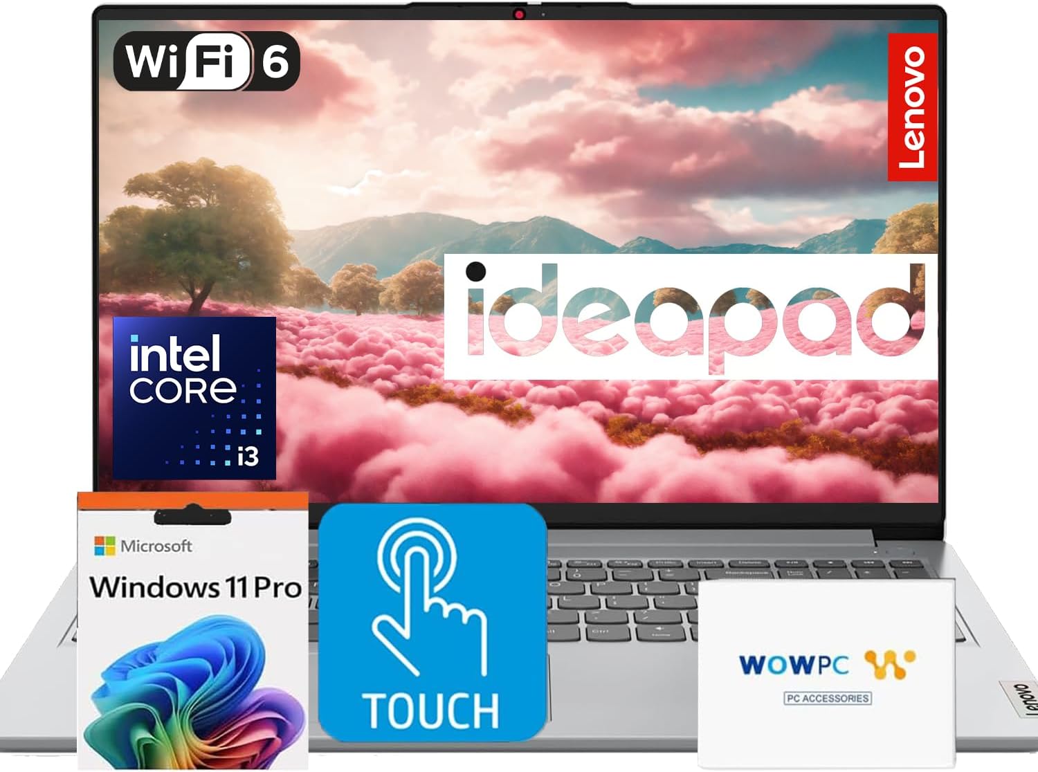Lenovo 2025 New Touchscreen Laptop • 6-Cores Intel Core i3 • 16GB RAM • 1TB SSD • 15.6 inch FHD (1920 x 1080) Display • Long Battery Life • WOWPC Recovery USB • Windows 11 Pro with Microsoft Office