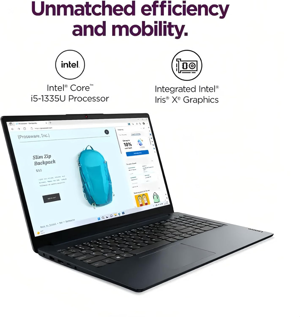 Lenovo IdeaPad 1i 15.6' FHD Touchscreen Laptop, Intel 13th Gen Core i5-1335U, Copilot AI, Webcam with Privacy Shutter, Numeric Keypad, Wi-Fi 6, Windows 11 Home, w/Mouse (24GB RAM | 1TB SSD)