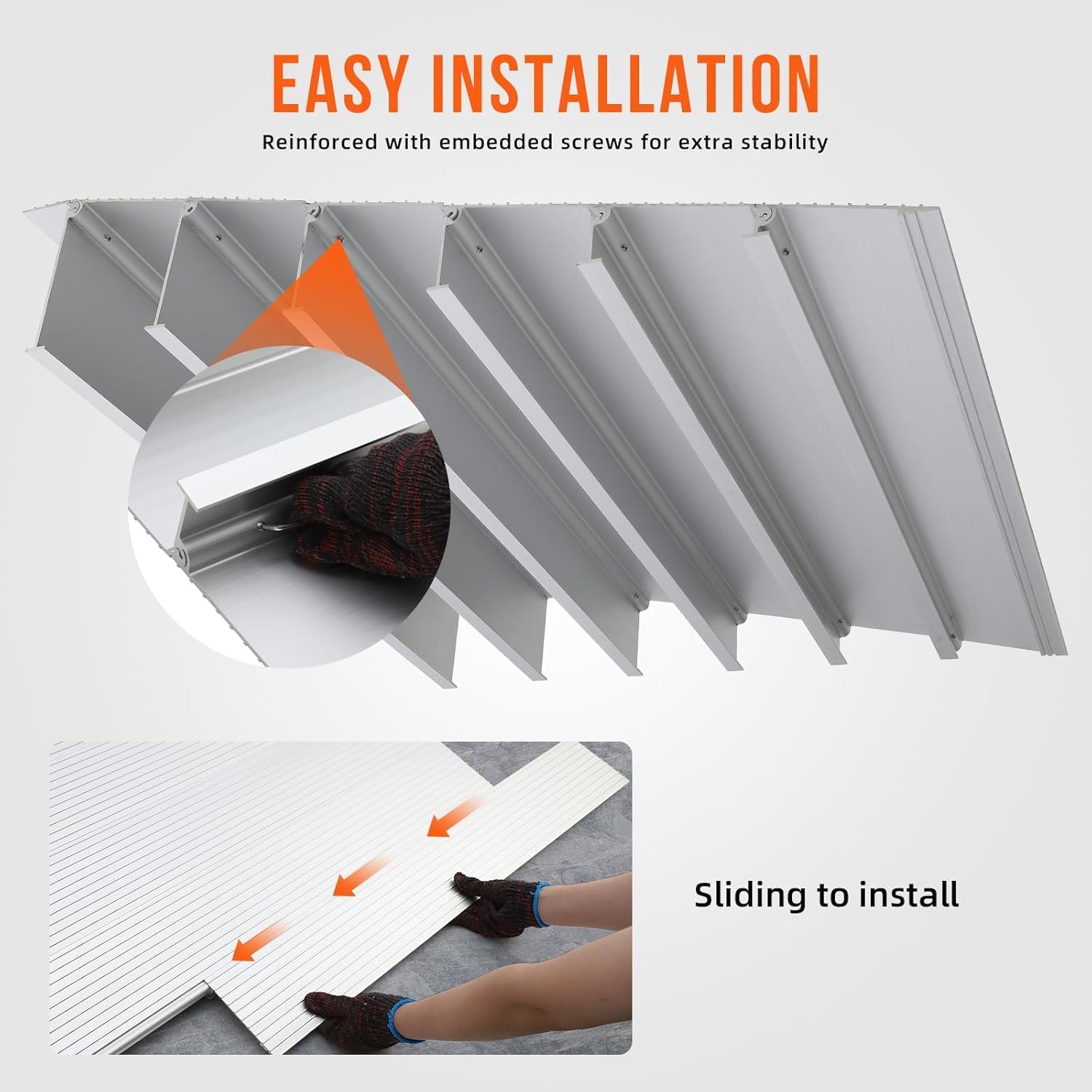 3' Aluminum Rise Door Threshold Ramp - Portable, Adjustable Telescoping Design, Non-Slip Surface, Rated 800 Lbs Load Capacity for Wheelchairs, Scooters, and Power Chairs