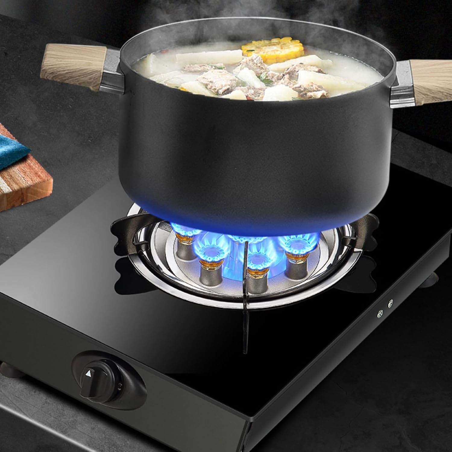Gas Stove 1 Burner,5.2KW Natural Gas/Liquefied Gas Conversion Stove,Black Tempered Glass Cooktop,Tabletop Gas Stove with Flameout Protection(NG)