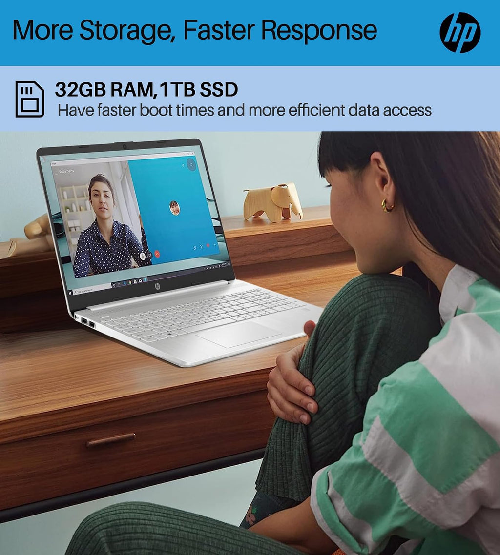 HP 2024 15.6' Touchscreen Laptop - with Microsoft Office Lifetime License, Intel i3-1215U, 32GB RAM, 1TB SSD, Long Battery Life, Micro-Edge, Bluetooth, Wi-Fi, Thin & Light, Windows 11 Pro (Renewed)