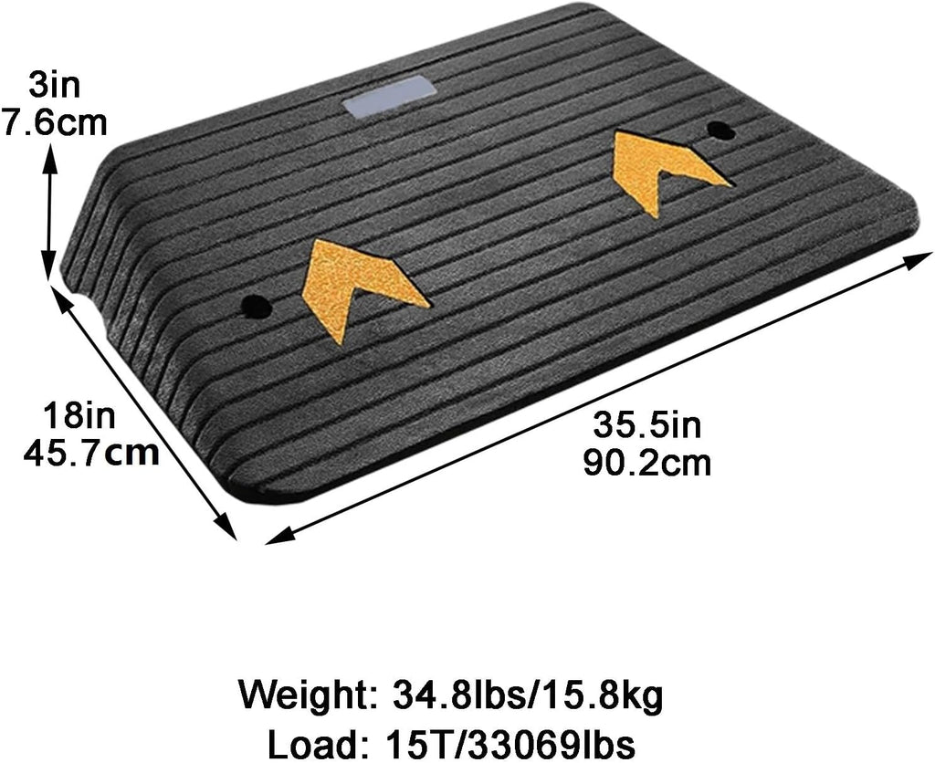 Rubber Threshold Ramps for Doorways 3' Rise Heavy Duty Shed Ramp Non-Slip Curb Ramp for Wheelchair Scooter Pets Car
