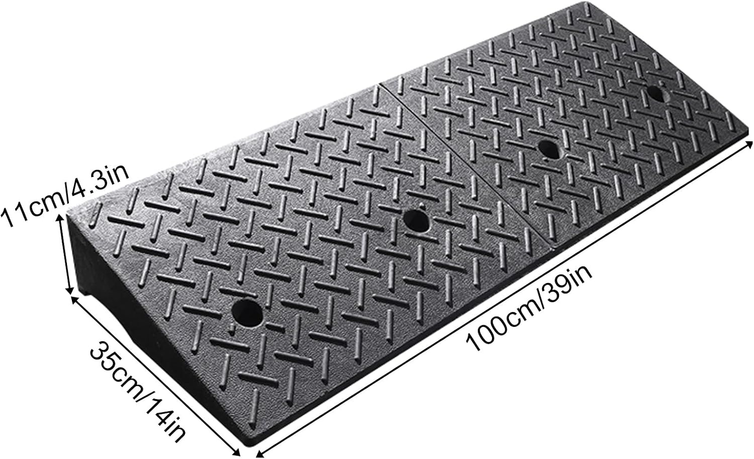 Rubber and Plastic Curb Ramp, Multiple, Threshold Ramp, Strong Load-Bearing, Suitable for Entryway, Bike, Pets, Sidewalk(100 * 35 * 11cm/39 * 14 * 4.3in)