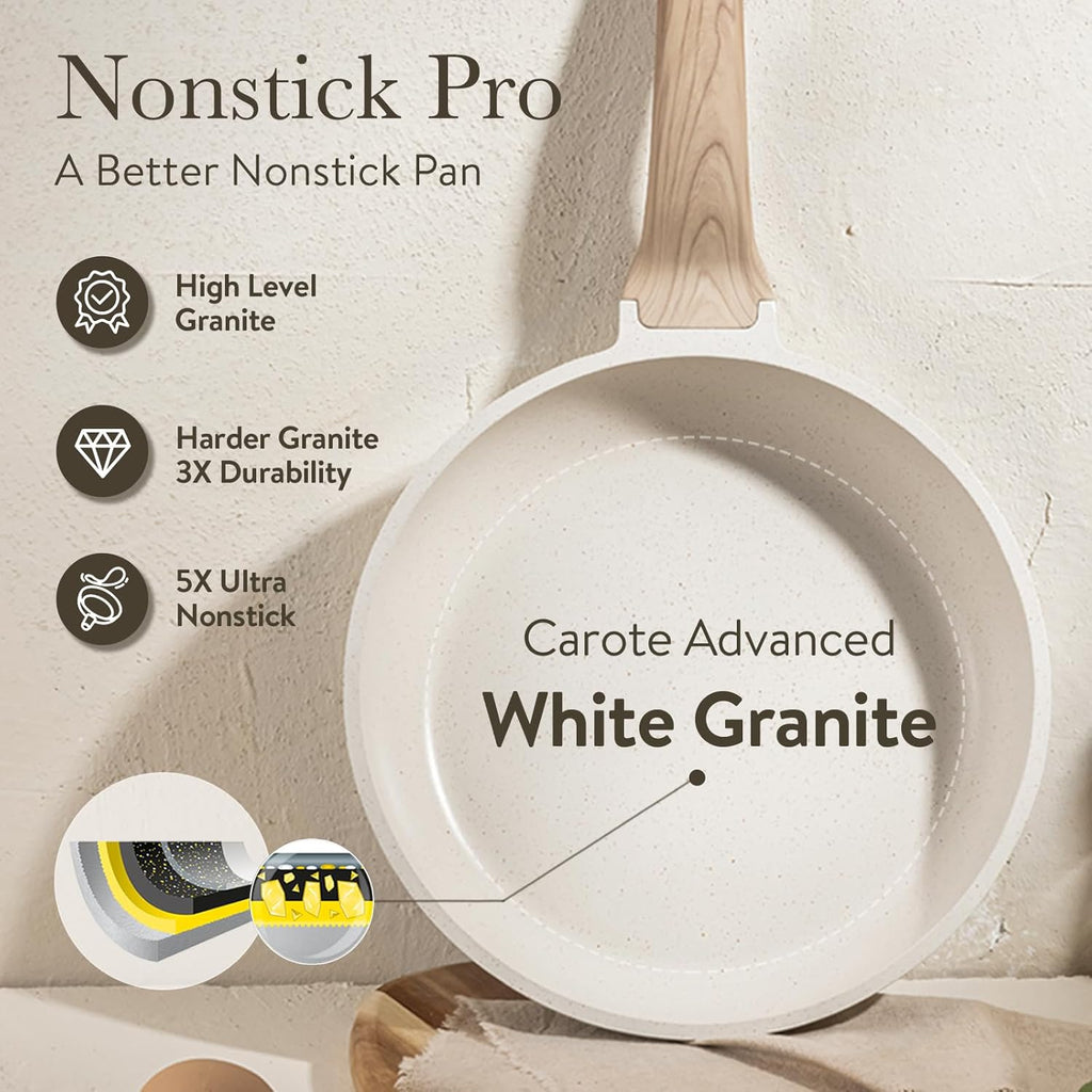 CAROTE Pots and Pans Set, Nonstick Cookware Sets, 21pcs Induction Cookware Kitchen Set Non Stick Cooking Set w/Frying Pans & Saucepans (PFOS, PFOA Free)