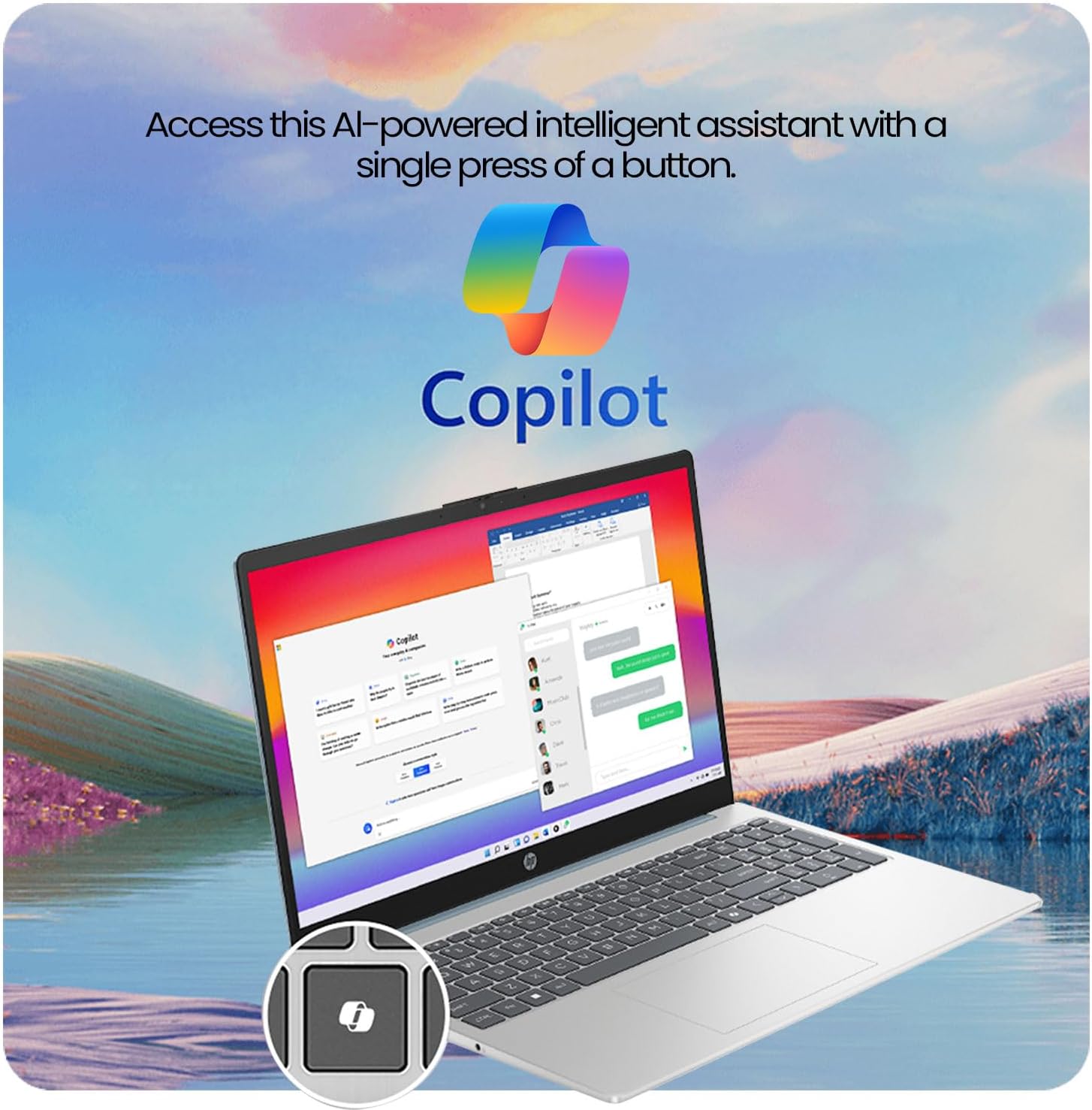 HP 15 AI-Powered Copilot Laptop, 15.6' FHD Touchscreen, 8-Cores Intel Core i3-N305 Processor, 16GB RAM, 512GB PCIe SSD, HDMI, HD Camera, Numeric Keypad, Wi-Fi 6, Windows 11 Home, Blue
