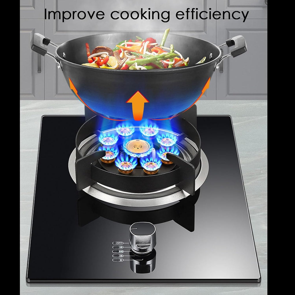 Gas Hob, Gas Cooker 5.2kw Desktop and Embedded Gas Stove, Gas Cooktop with Flame Failure Protection NG/LPG, Single Burner for Home Camping Outdoor(NG)