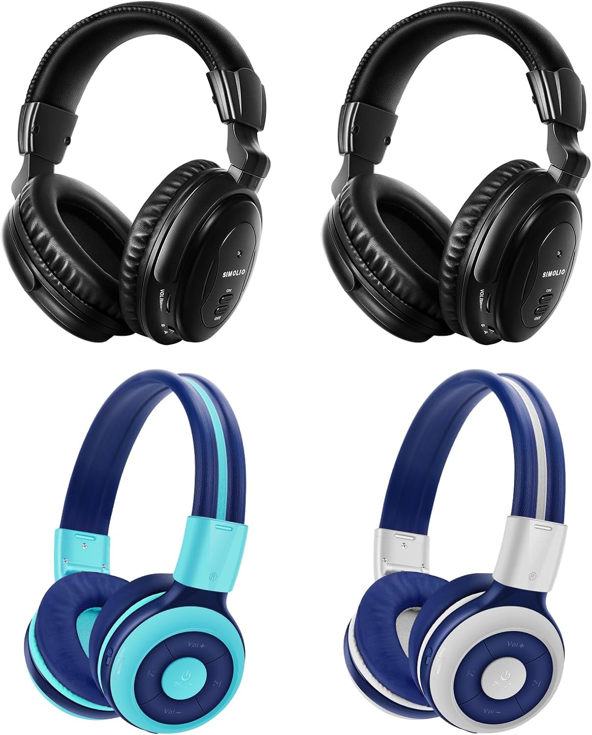 SIMOLIO Wireless IR Headphones for Car DVD and Bluetooth Headphones for Kids, Infrared Headphones Compatible with Honda Odyssey & uConnect VES & Dodge Grand Caravan & Chevy Suburban 2006-2022