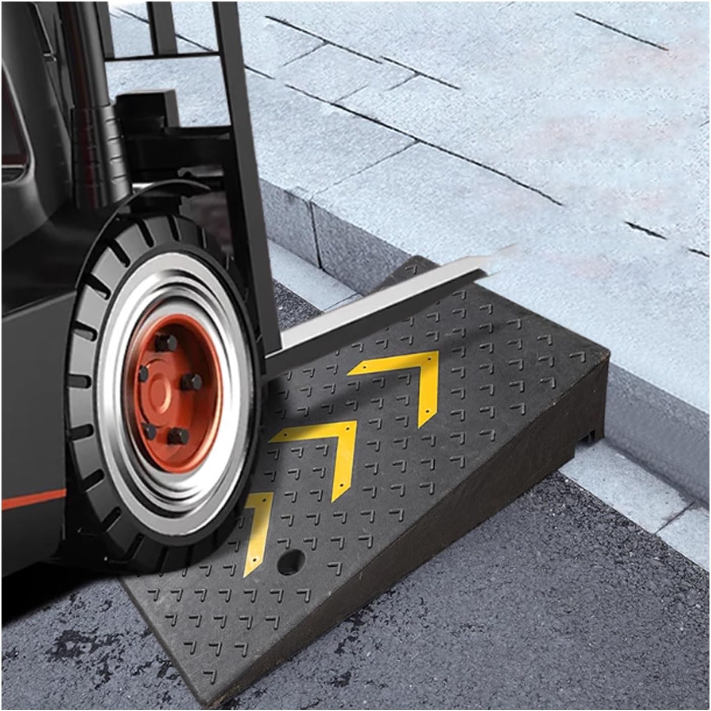 Rubber Curb Ramps，Door Step Ramp，Portable Curb Ramp, Heavy Duty Rubber Threshold Ramp，Threshold Ramps，for Sidewalk，Warehouses, Garages, Sidewalks, Wheelchairs(50*100*19cm/19.7*39.4*7.5in)