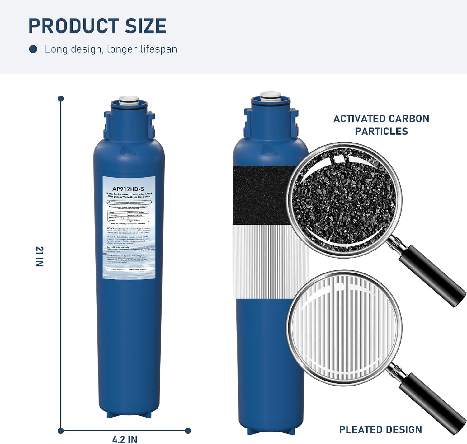 AP917HD-S AP904 Water Filter Replacement, Whole House Sanitary Quick Change Water Filter Cartridge Compatible with 3M Aqua-Pure AP917HD-S and AP904 System, Reduces Sediment, Odor, and Scale, Pack of 2