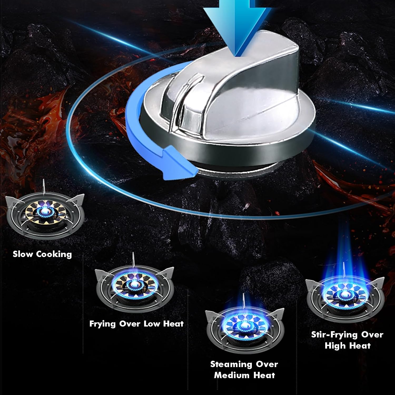 Gas Cooker 1 Burner,5.2KW Fire Ring Wok Burner with Flameout Protection,Tempered Glass Top Cooking,for Natural Gas/liquefied Petroleum Gas(NG)