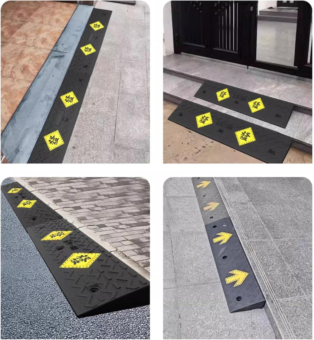 Auto Curb Ramps, Rubber Ramp, 1.6-5.9 in Rise Height Driveway Ramp, Door Threshold Ramp, for Driveway, Loading Dock, Sidewalk, Car, Scooter, Bike, Motorcycle, Wheelchair,(100 * 25 * 8Cm)