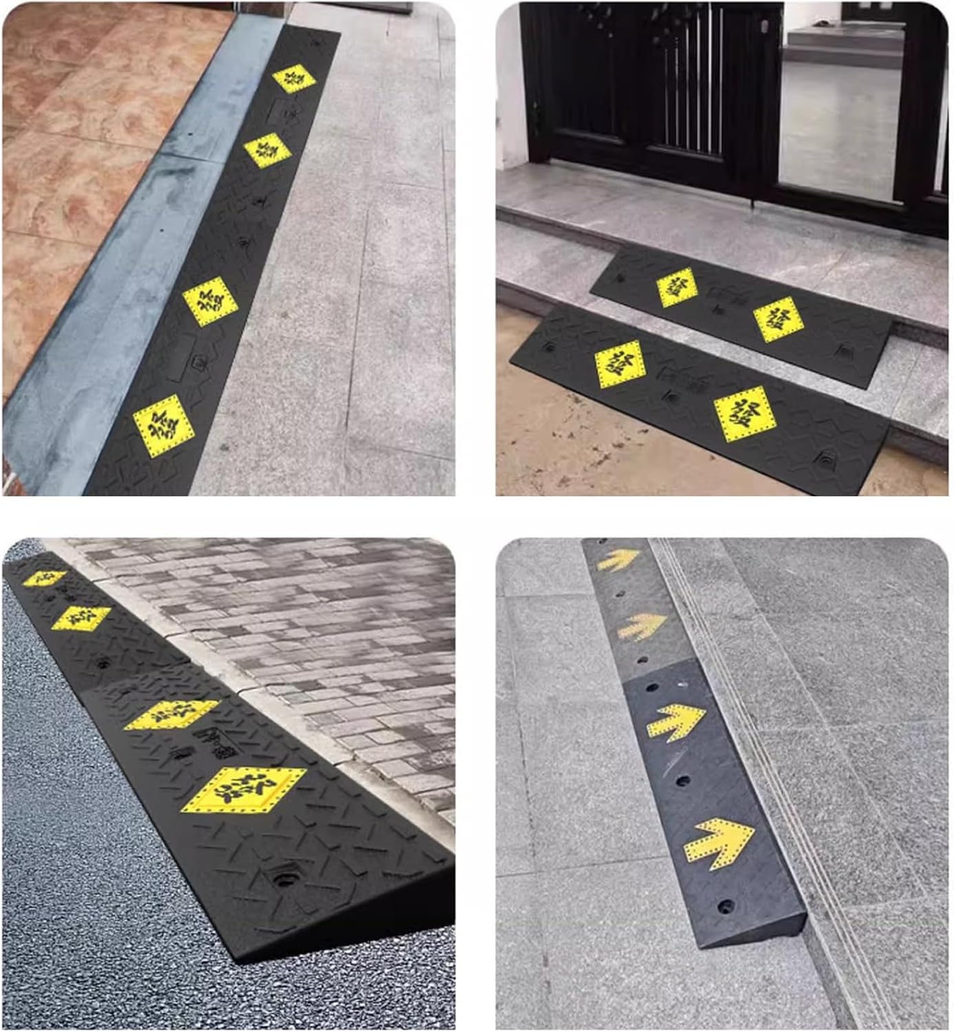 Auto Curb Ramps, Rubber Ramp, 1.6-5.9 in Rise Height Driveway Ramp, Door Threshold Ramp, for Driveway, Loading Dock, Sidewalk, Car, Scooter, Bike, Motorcycle, Wheelchair,(100 * 25 * 4Cm)