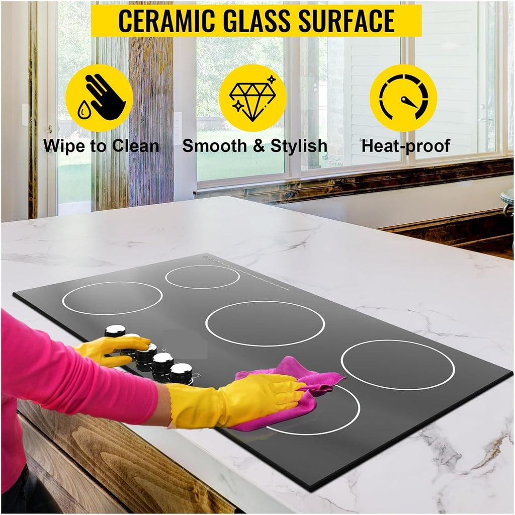 2/4/5 Burners Built-in Induction Stove Top 11/12/30/35 IncH Ceramic Glass Electric Cooktop With 9 Power Levels For Beginners DIY Use(12in 110V)
