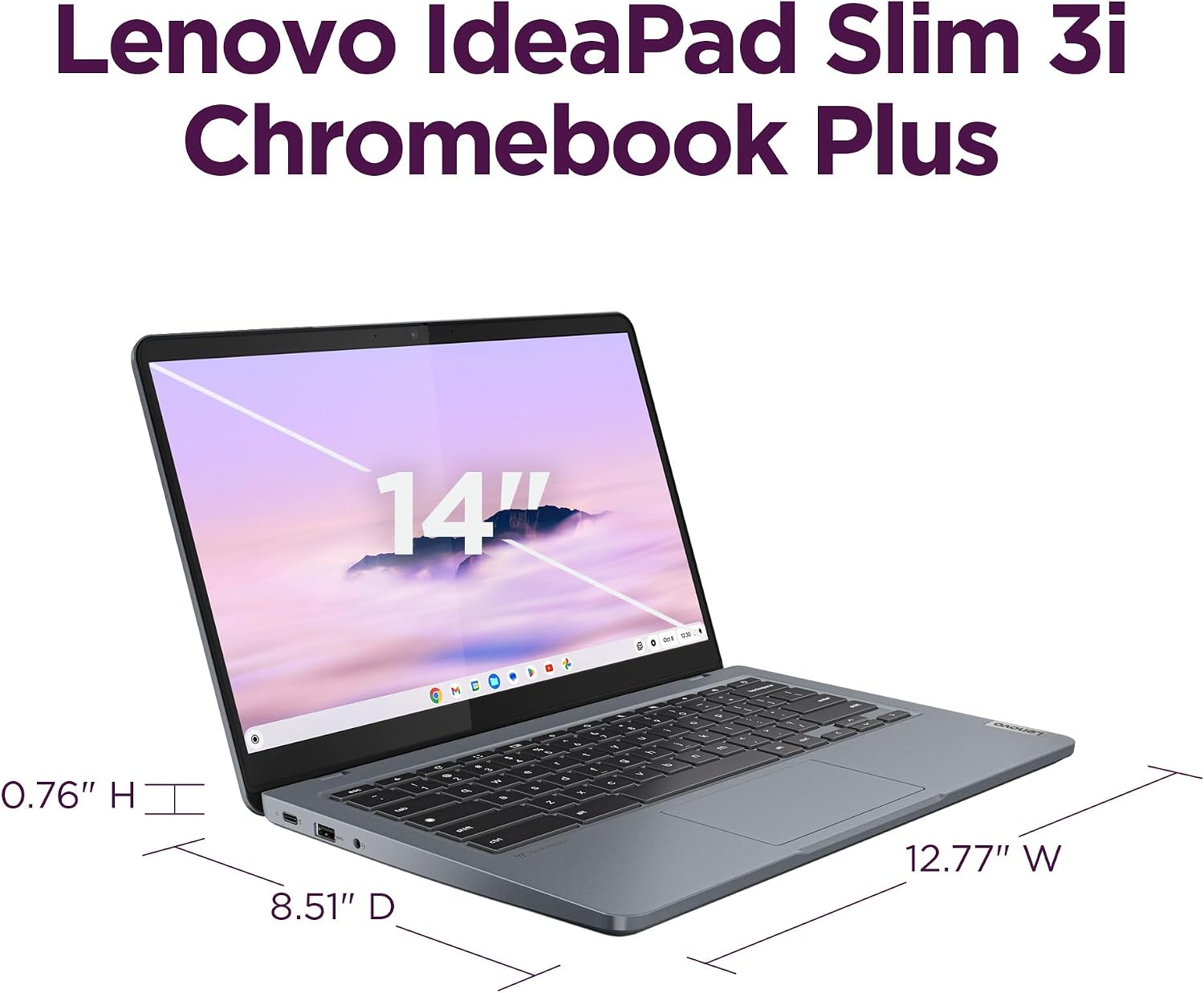 Lenovo IdeaPad Slim 3i Chromebook Plus - 2024 - Lightweight Laptop - Waves MaxxAudio® - 14' FHD Display - HD 1080p Camera - 8GB Memory - 256GB Storage - Intel® Core™ i3-N305 - Storm Grey