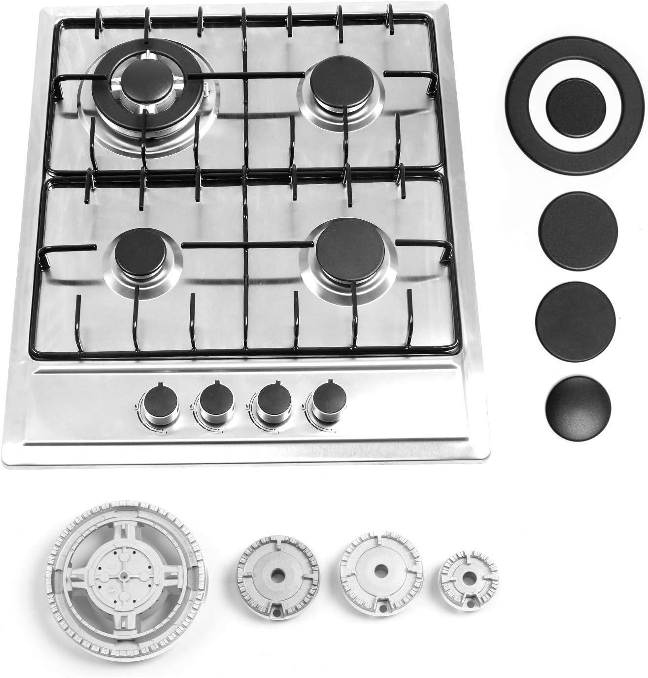 24″x20″ Built in Gas Cooktop 4 Burners Stainless Steel Stove with NG/LPG Conversion Kit Thermocouple Protection and Easy to Clean (20Wx24L)