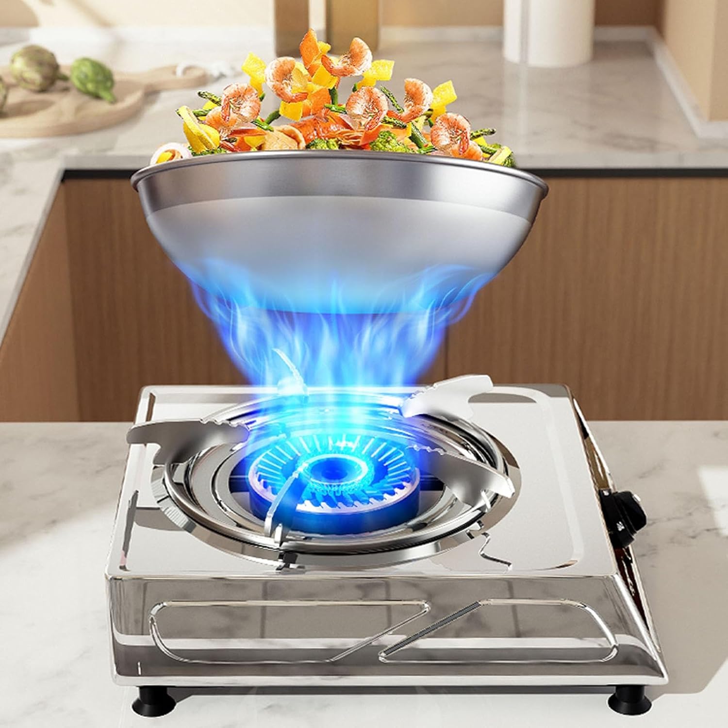 Gas Stove,1 Burner Portable Gas Hob LPG/NG Cooker,Stainless Steel Freestanding Table Top for Home Camping Garden Catering,4.2KW/14330.4BTU (Color : NG)