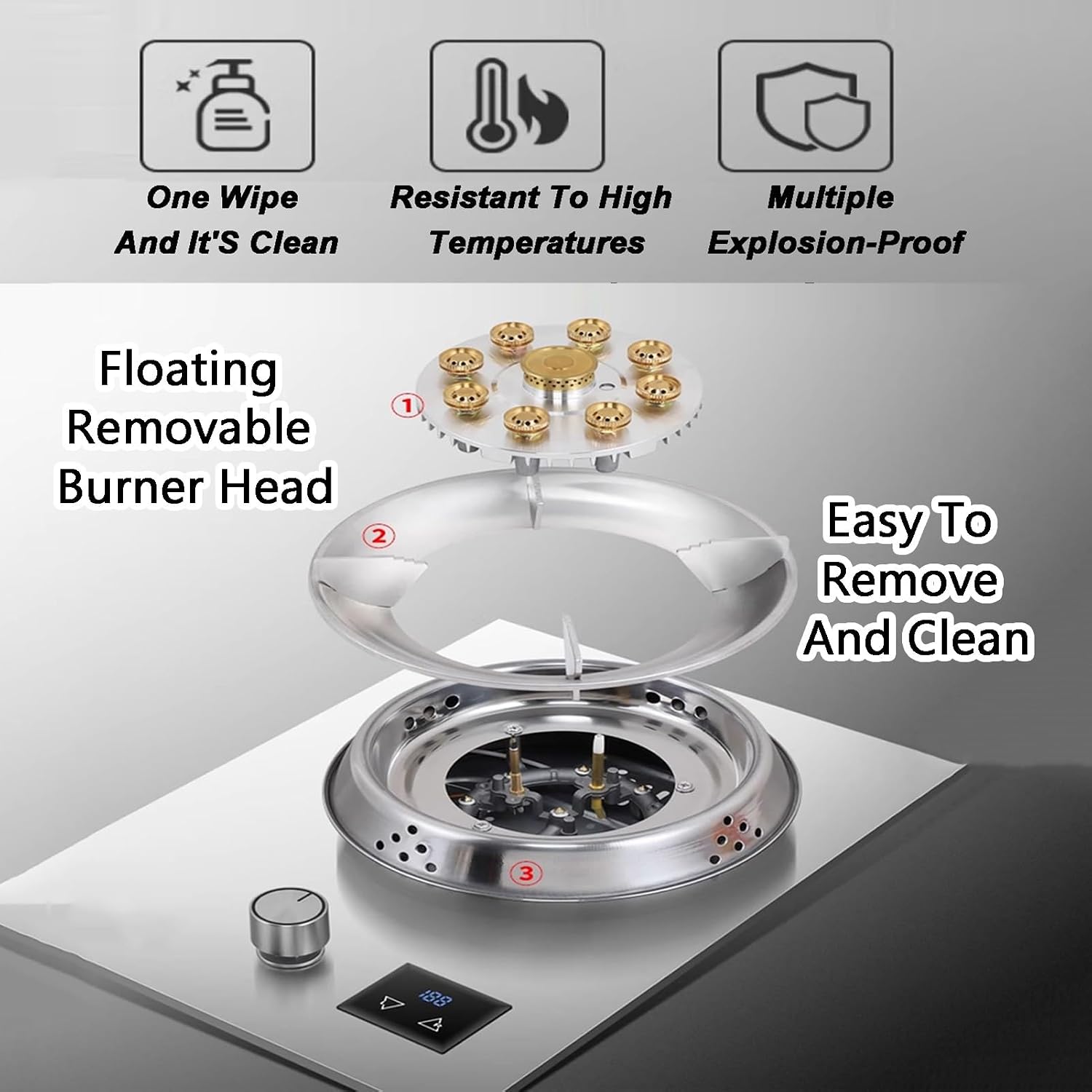 Gas Cooker,4.8kW Single-Burner Stainless Steel,Gas Stove with Timer,Suitable for Camping Restaurants Home Use(LPG)