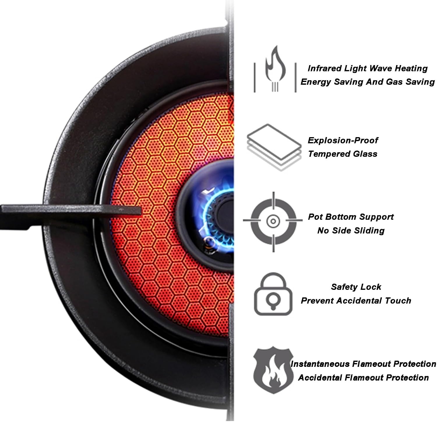 Gas Cooker,4.2kw Single-Burner Gas Stove,Household Desktop/Embedded,for Food Stalls Family Restaurants(NG)