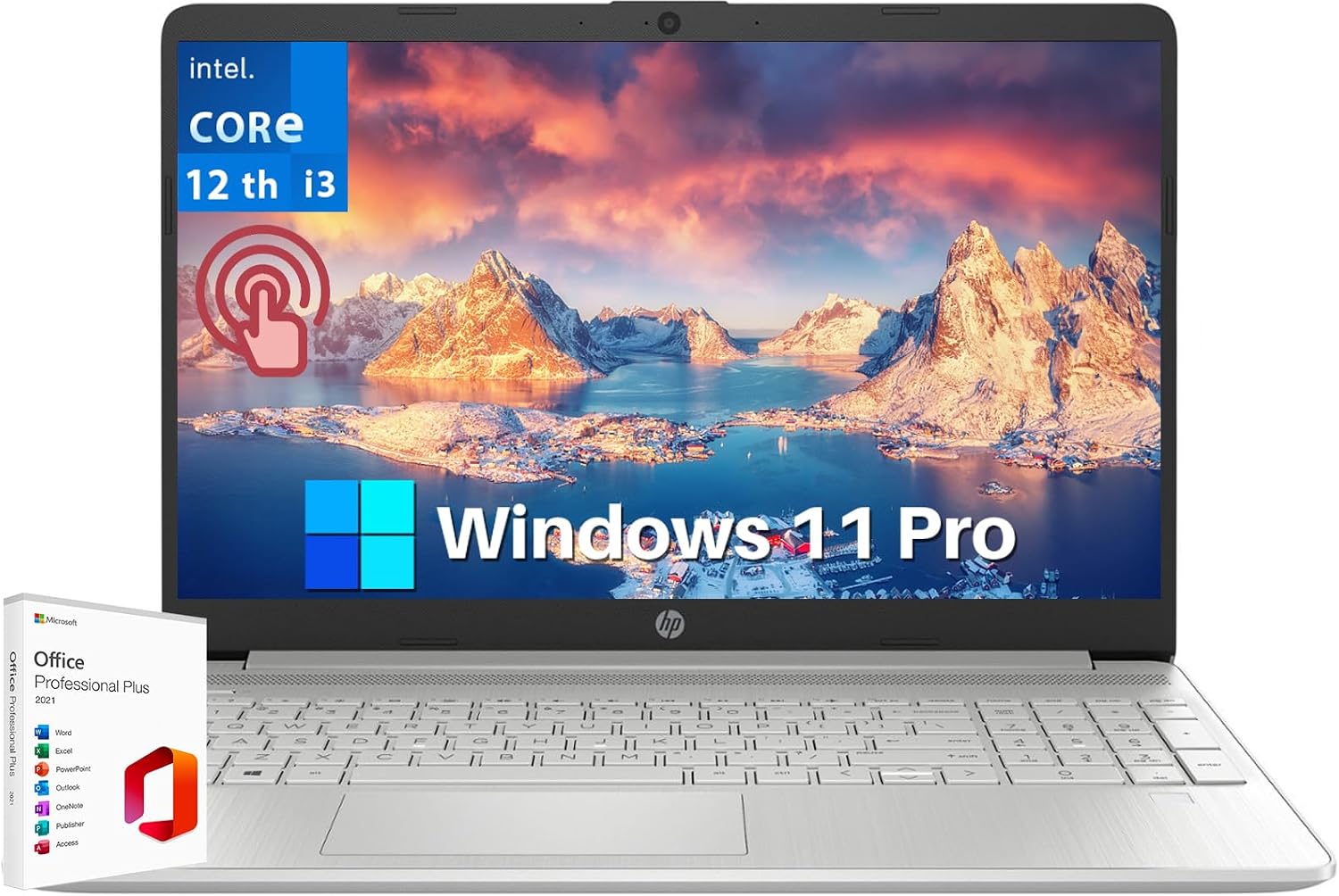 HP 2024 15.6' Touchscreen Laptop - with Microsoft Office Lifetime License, Intel i3-1215U, 32GB RAM, 1TB SSD, Long Battery Life, Micro-Edge, Bluetooth, Wi-Fi, Thin & Light, Windows 11 Pro (Renewed)